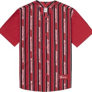 Supreme Jacquard Logo Baseball Jersey (Red) XL